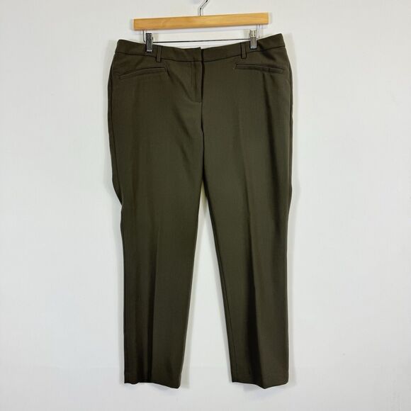 Cynthia Rowley Womens 12 Olive Khaki Green Straight Leg Trousers Dress Pants - Picture 1 of 7